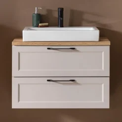 Meran Waschtischunterschrank | 80 x 47 x 65 cm | Eiche kaschmirfarbig
