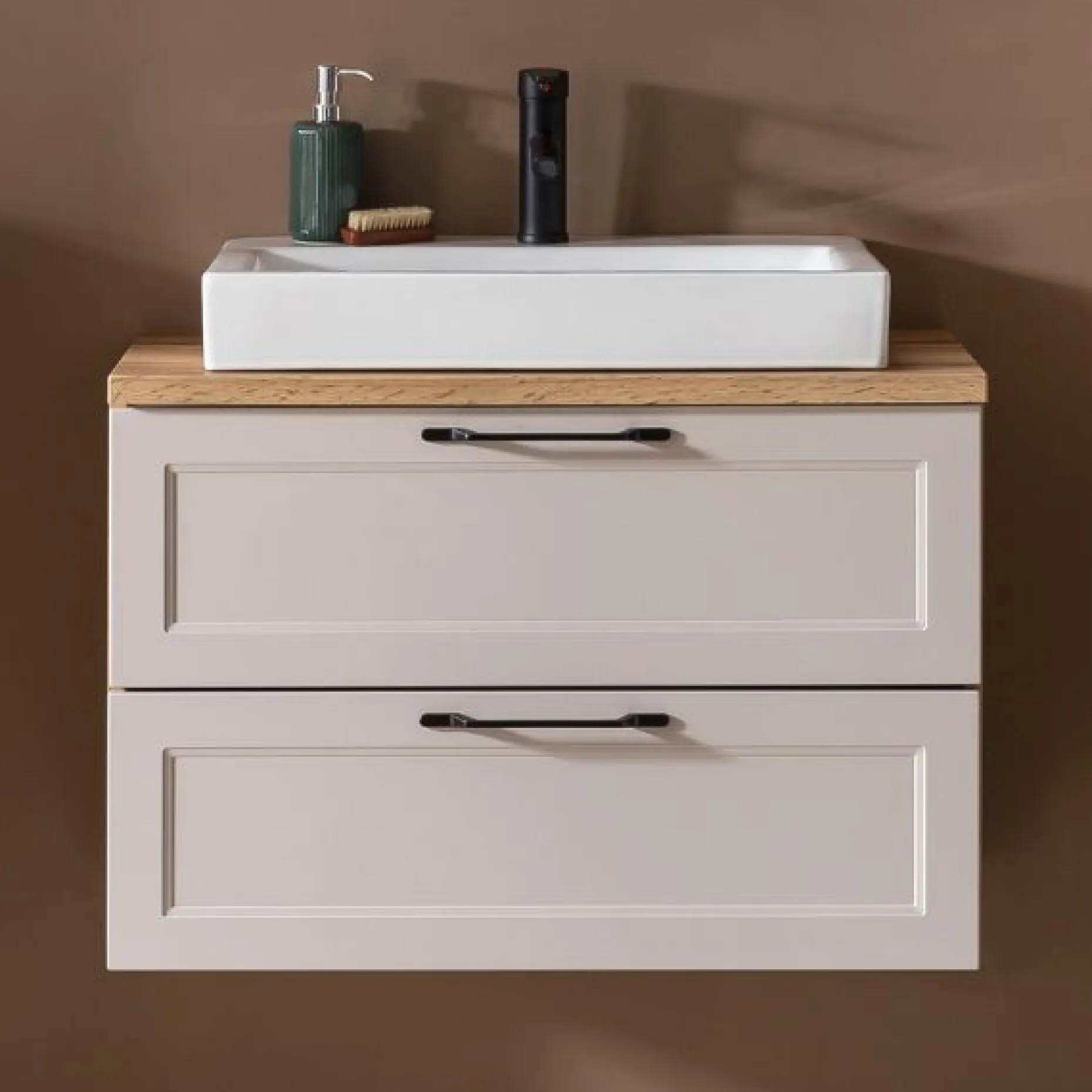 Meran Waschtischunterschrank | 80 x 47 x 65 cm | Eiche kaschmirfarbig