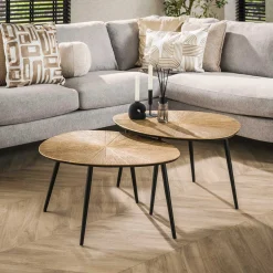 Emob Metallischer Couchtisch in Antik Set/2 - Ray Metal Organic