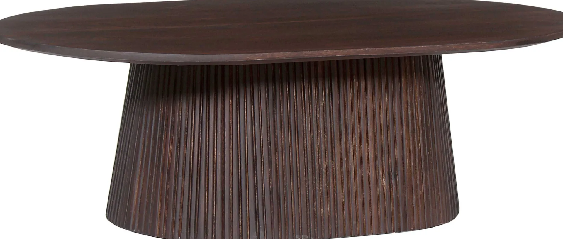 Rousseau Miguel" Ovaler Couchtisch 120 cm Dunkel | Massivholzstruktur und Platte Mango | H-H 37 x B-L 120 x T-P 70 cm