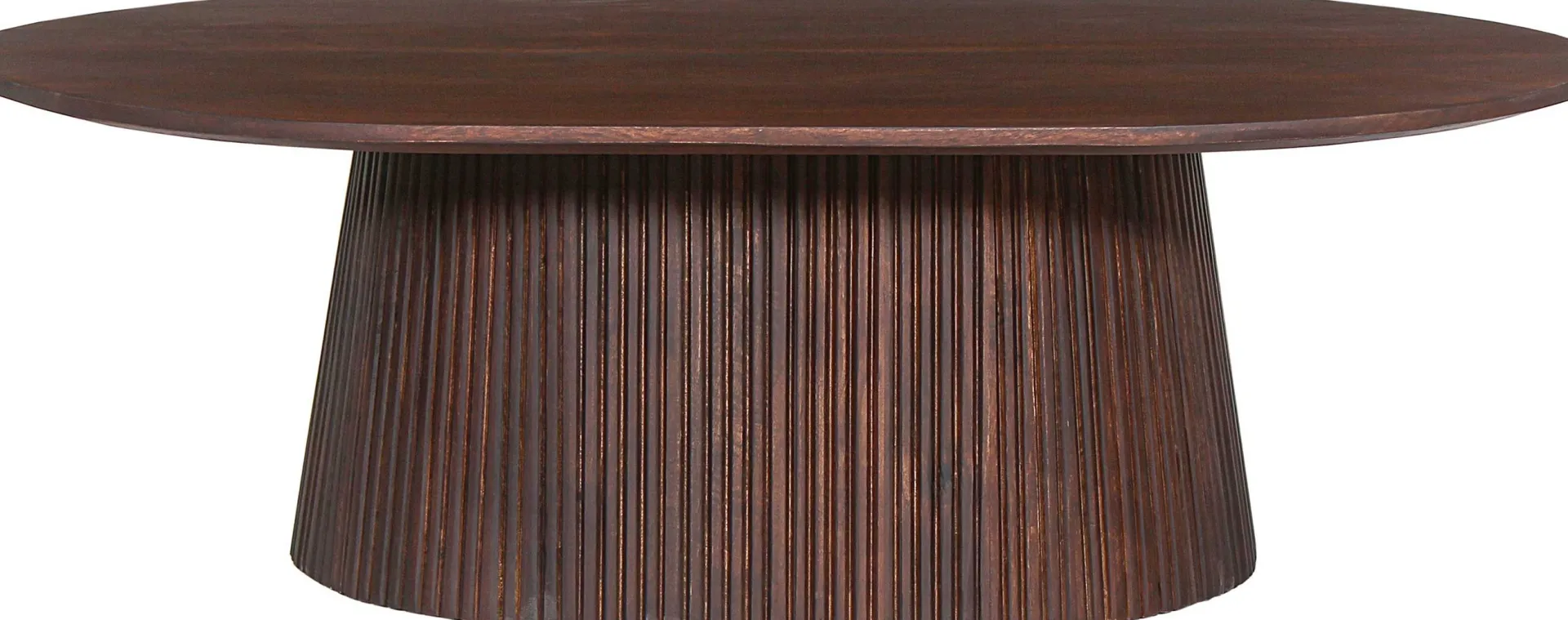 Rousseau Miguel" Ovaler Couchtisch 120 cm Dunkel | Massivholzstruktur und Platte Mango | H-H 37 x B-L 120 x T-P 70 cm