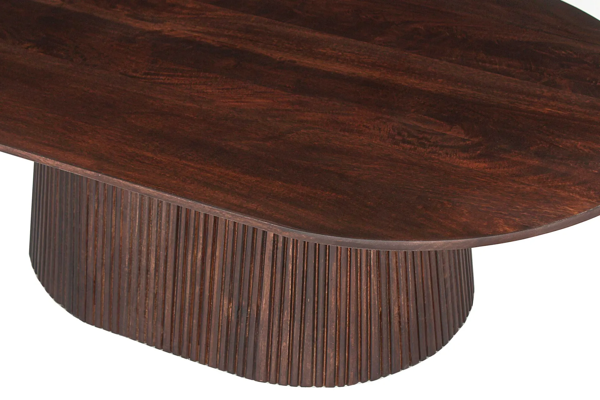 Rousseau Miguel" Ovaler Couchtisch 120 cm Dunkel | Massivholzstruktur und Platte Mango | H-H 37 x B-L 120 x T-P 70 cm
