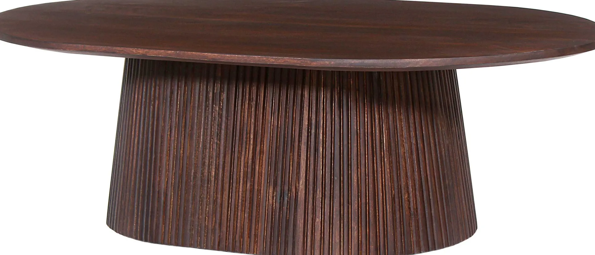 Rousseau Miguel" Ovaler Couchtisch 120 cm Dunkel | Massivholzstruktur und Platte Mango | H-H 37 x B-L 120 x T-P 70 cm