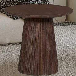 Rousseau Miguel Runder Couchtisch 50cm Dunkel | Massivholz Mango | H46 x B50 x T50cm
