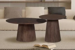 Rousseau Miguel Runder Couchtisch 50cm Dunkel | Massivholz Mango | H46 x B50 x T50cm