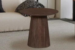 Rousseau Miguel Runder Couchtisch 50cm Dunkel | Massivholz Mango | H46 x B50 x T50cm