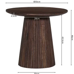 Rousseau Miguel Runder Couchtisch 50cm Dunkel | Massivholz Mango | H46 x B50 x T50cm
