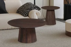 Rousseau Miguel Runder Couchtisch 50cm Dunkel | Massivholz Mango | H46 x B50 x T50cm