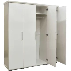 Mike 4-türiger Kleiderschrank: Weiß | 183x160x52cm