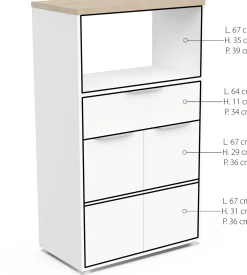 Mikrowellenschrank Access | 70,5 x 39,6 x 122,7 cm | Weiß