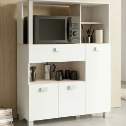 Mikrowellenschrank Basiel matt weiß/akazienfarben