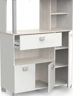 Mikrowellenschrank Basiel matt weiß/akazienfarben
