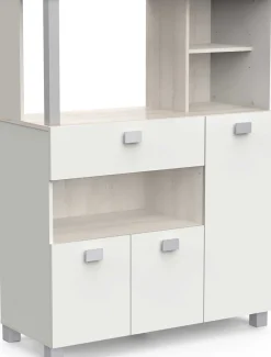 Mikrowellenschrank Basiel matt weiß/akazienfarben