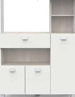 Mikrowellenschrank Basiel matt weiß/akazienfarben