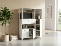 Mikrowellenschrank Basiel matt weiß/akazienfarben