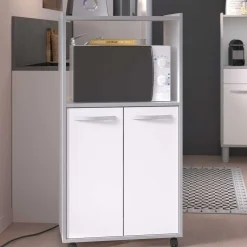 Mikrowellenschrank Easy 60cm, 2 Türen - weiß/grau