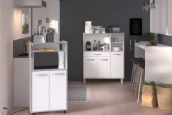 Mikrowellenschrank Easy 60cm, 2 Türen - weiß/grau