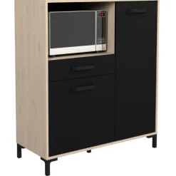Mikrowellenschrank Felicity 100cm, 2 Türen und 1 Schublade - Eichedekor/schwarz