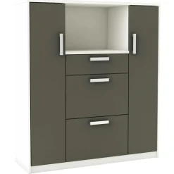 Mikrowellenschrank Flavor - 40x116x132 cm - Dunkelgrau/melaminbeschichtete Spanplatte