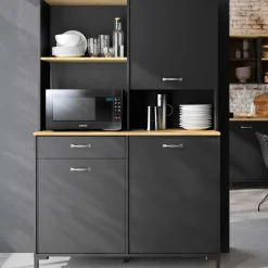 Mikrowellenschrank Manchester | 119 x 41 x 180 cm | Helvezia Oak Design
