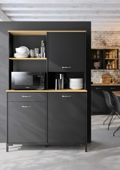 Mikrowellenschrank Manchester | 119 x 41 x 180 cm | Helvezia Oak Design