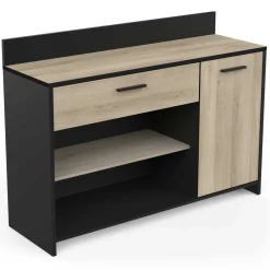 Mikrowellenschrank Romanie-Kronberg Eiche/Mattschwarz