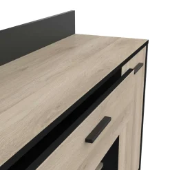 Mikrowellenschrank Romanie-Kronberg Eiche/Mattschwarz