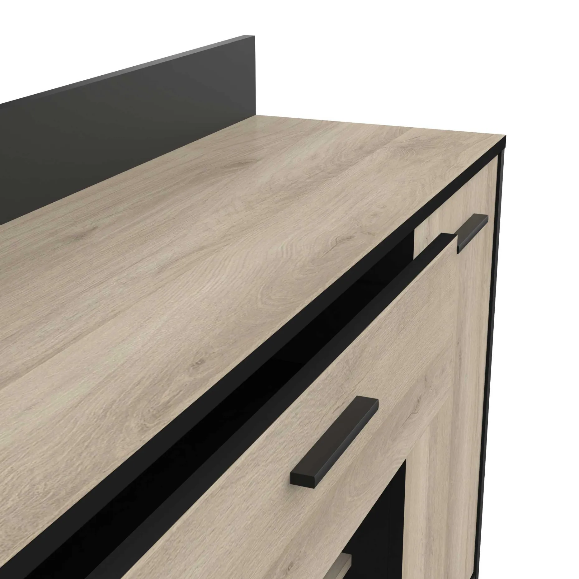 Mikrowellenschrank Romanie-Kronberg Eiche/Mattschwarz