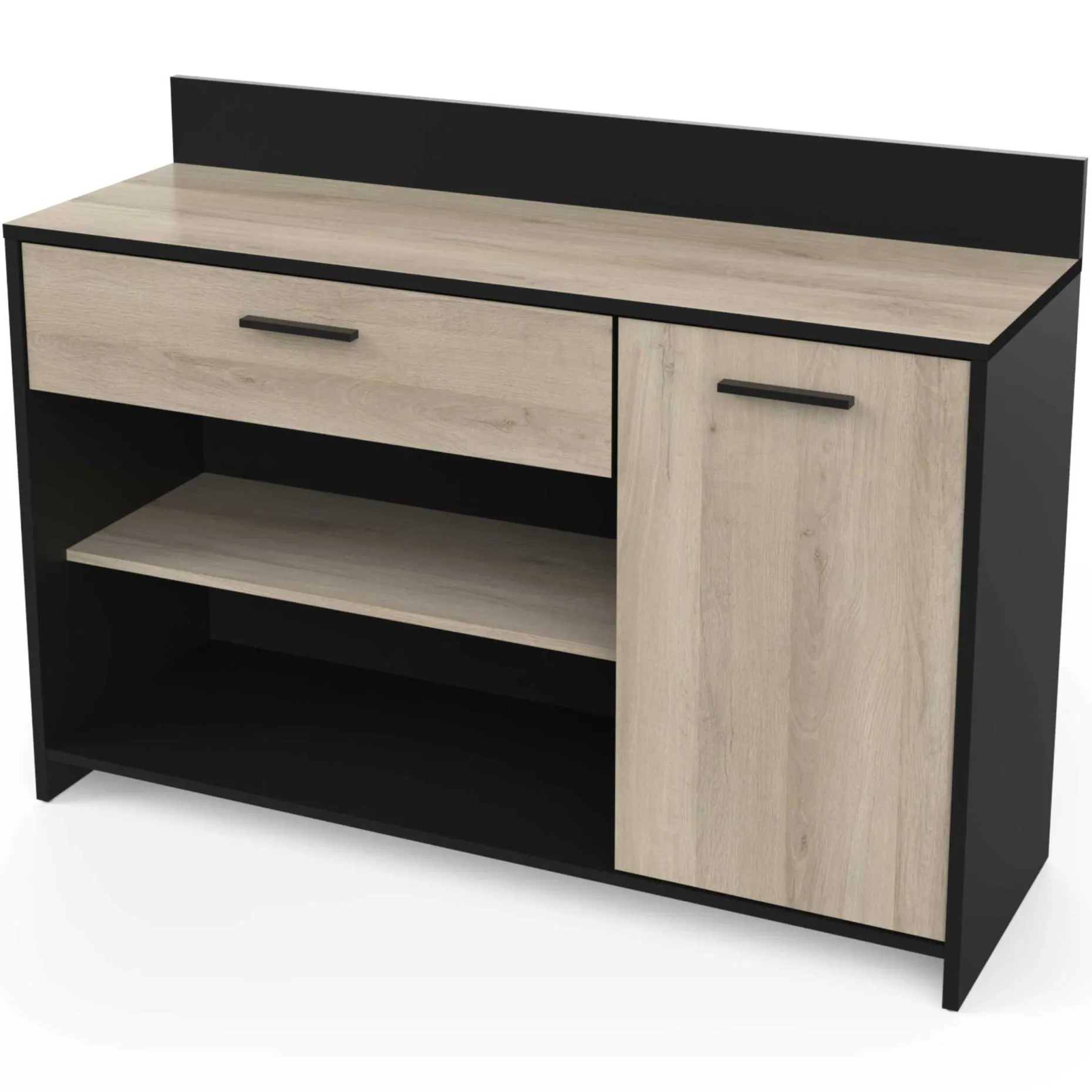 Mikrowellenschrank Romanie-Kronberg Eiche/Mattschwarz