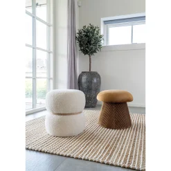 House Nordic Milford Fußhocker - Ø38x41 cm - er Bouclé-Stoff