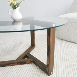 Emob Miro Couchtisch | GEHÄRTETES GLAS | Walnuss