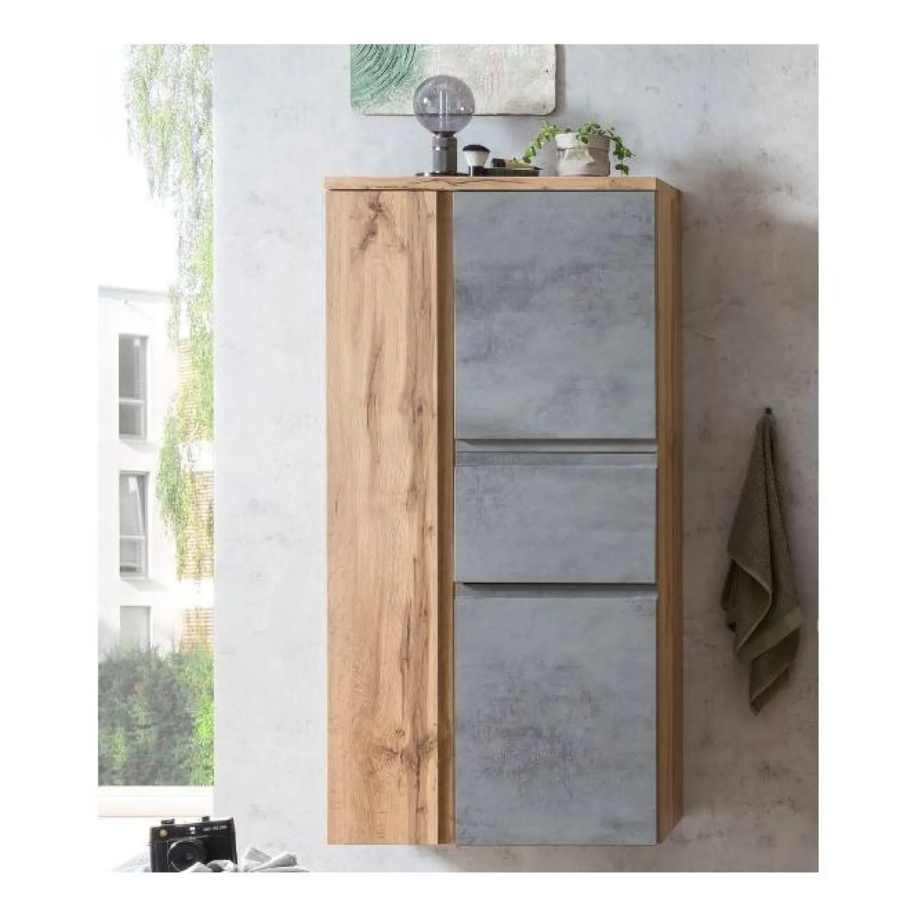 Mittelgroßer Aufbewahrungsschrank Varese | 65 x 35 x 130 cm | Farbe Beton