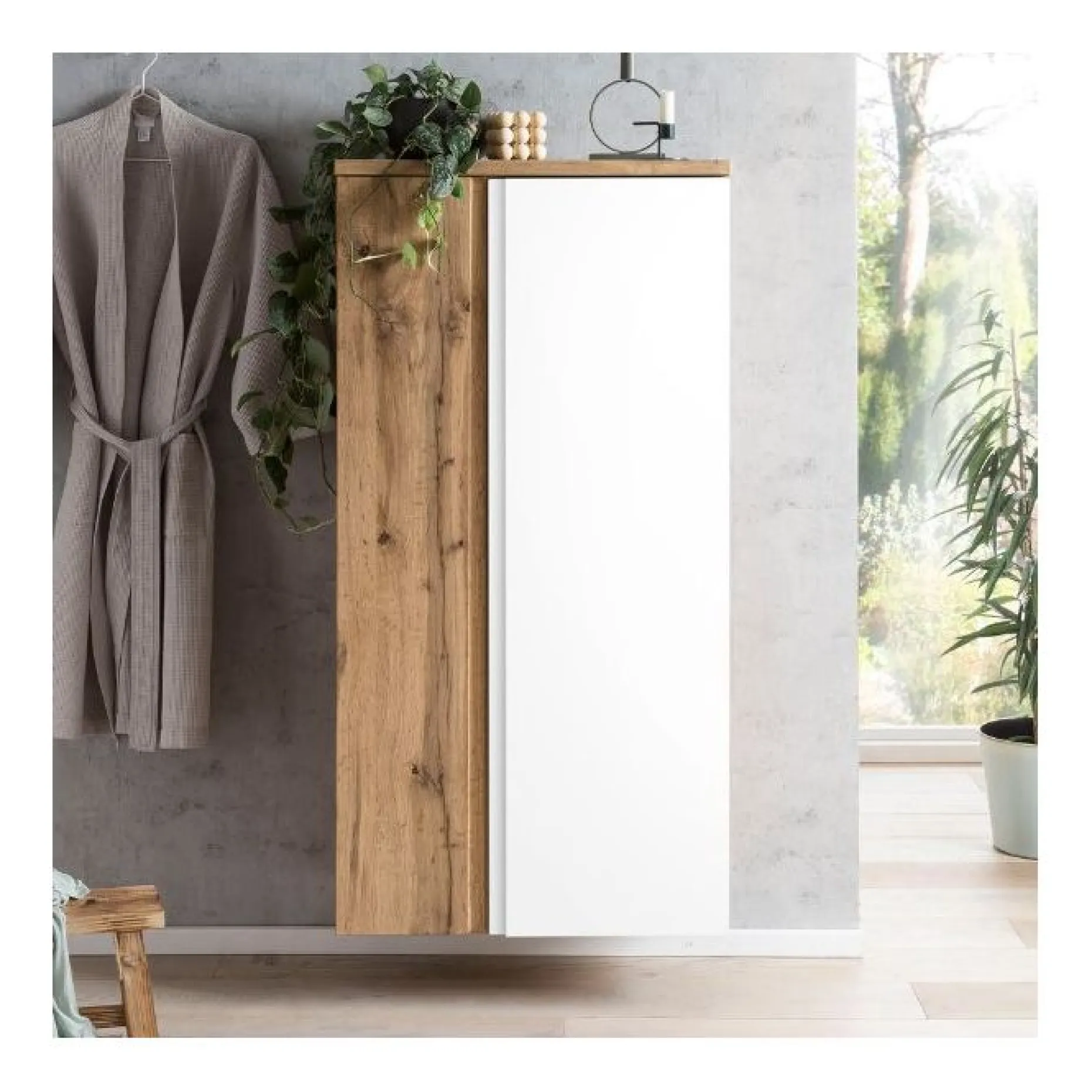 Mittelgroßer Aufbewahrungsschrank Varese | 65 x 35 x 130 cm | Weiß