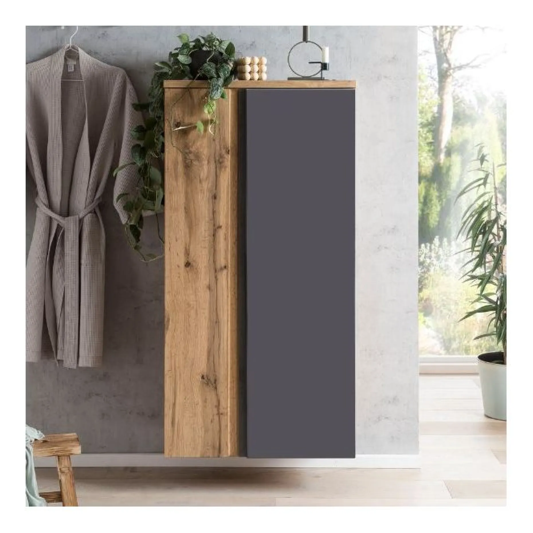 Mittelgroßer Aufbewahrungsschrank Varese | 65 x 35 x 130 cm | Grau