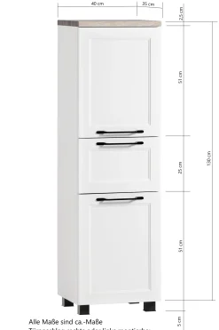 Mittelgroßer Lagerschrank Meran | 40 x 35 x 130 cm | Grau