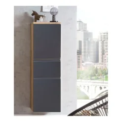 Mittelgroßer Säulenschrank Varese | 40 x 35 x 130 cm | Grau