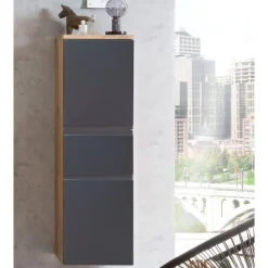 Mittelgroßer Säulenschrank Varese | 40 x 35 x 130 cm | Grau