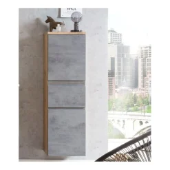 Mittelgroßer Säulenschrank Varese | 40 x 35 x 130 cm | Betonfarbenes Design