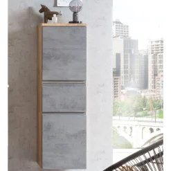 Mittelgroßer Säulenschrank Varese | 40 x 35 x 130 cm | Betonfarbenes Design