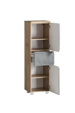Mittelgroßer Säulenschrank Varese | 40 x 35 x 130 cm | Betonfarbenes Design