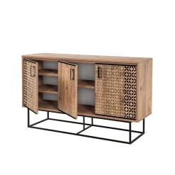 18mm Sapphire Mehrzweckschrank | 100% Melamin | Griffe, Beine | 140x80x40cm | Wandmontage | Atlantic Pine Schwarz