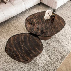 Emob Moderne Eclipse Glas Couchtische Set/2 - Antik