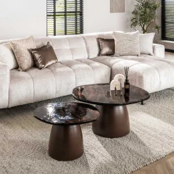 Emob Moderne Eclipse Glas Couchtische Set/2 - Antik