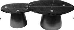 Emob Moderne Eclipse Glas Couchtische Set/2 - Antik