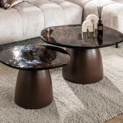Emob Moderne Eclipse Glas Couchtische Set/2 - Antik