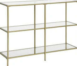 Vasagle Moderne Konsole Tisch, 3-Tier gehärtetem Glas Sofa Tisch mit Metallrahmen für Flur Wohnzimmer Schlafzimmer, Farbe
