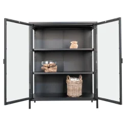 Moderner schwarzer Vitrinenschrank mit Glastüren