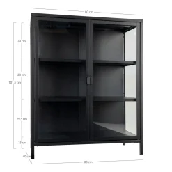Moderner schwarzer Vitrinenschrank mit Glastüren