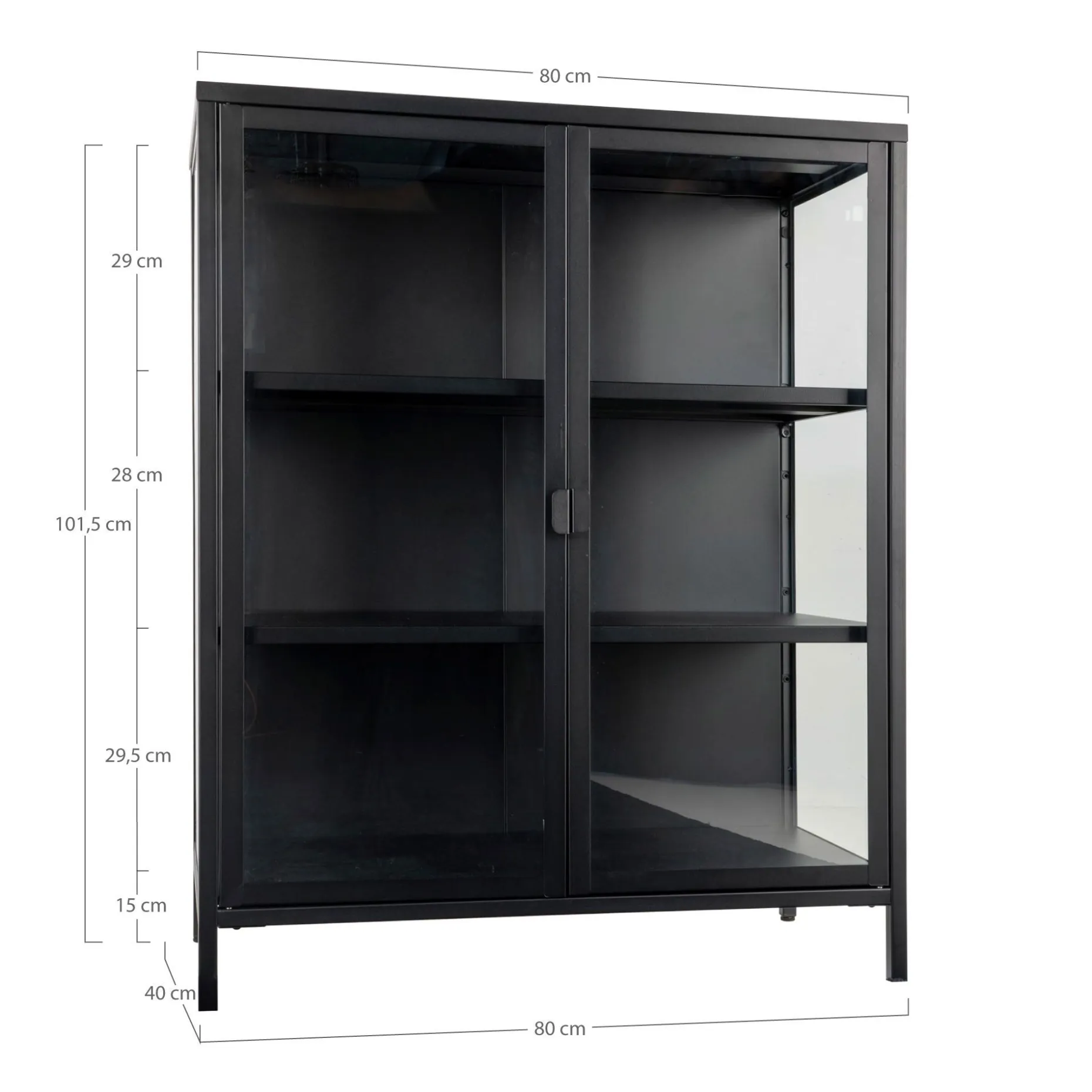 Moderner schwarzer Vitrinenschrank mit Glastüren