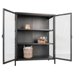 Moderner schwarzer Vitrinenschrank mit Glastüren